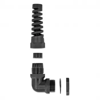 Pressacavo DeLOCK 90° piegato PG11 nero con scarico di trazione