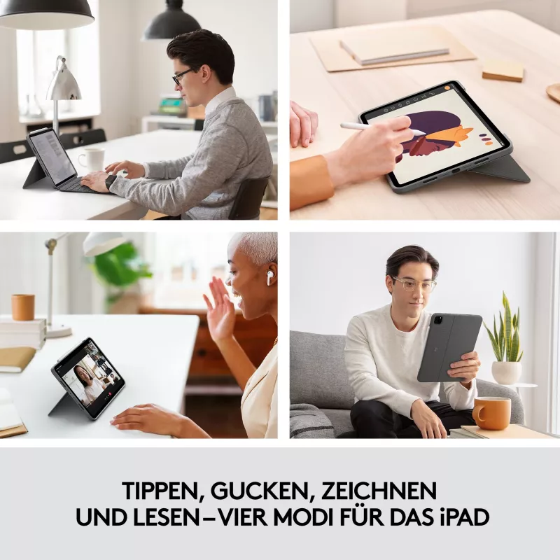 Case con tastiera Combo Touch US iPad Pro 11 1,2,3 Gen grigio