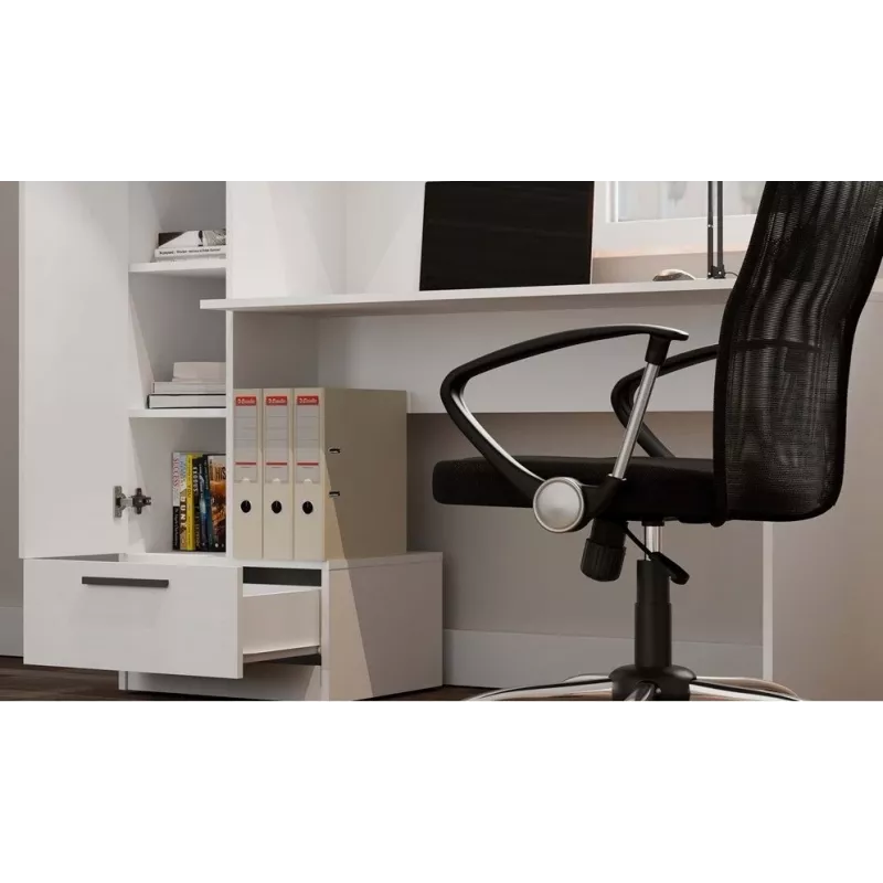Set scrivania + libreria Cosmo, bianco
