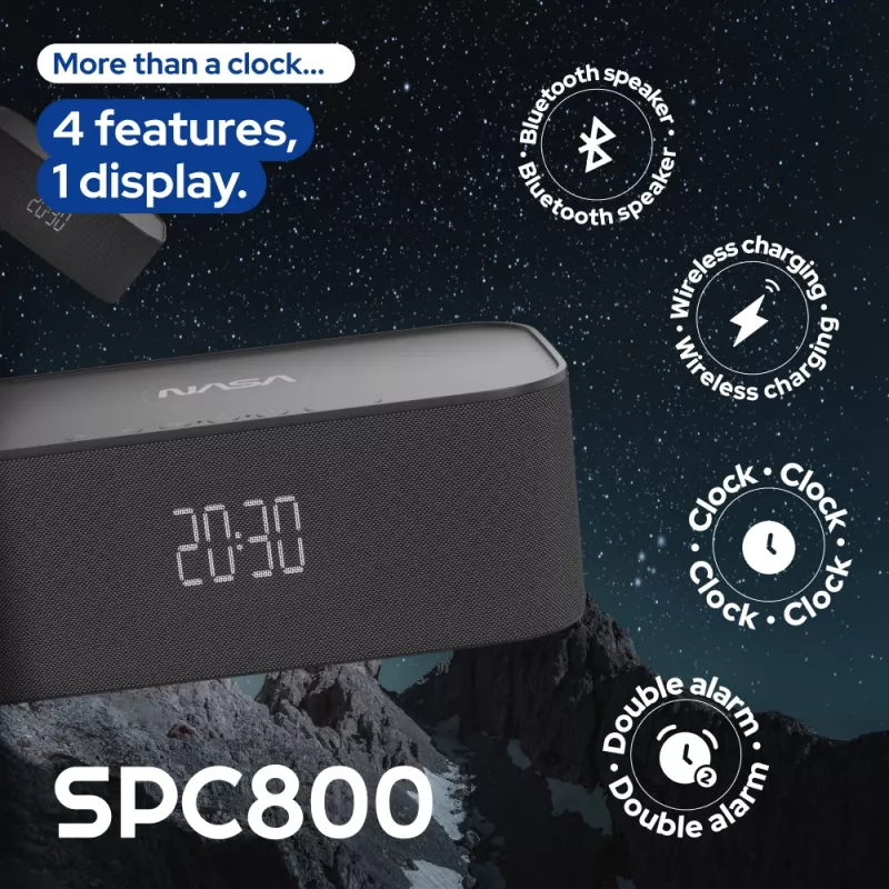 NASA SPC800 altoparlante Bluetooth / sveglia / caricabatterie wireless