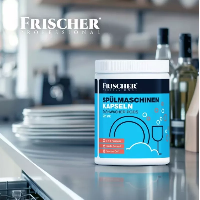 Frischer capsule detersivo 3-in-1 per lavastoviglie, 22 pezzi