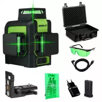 Livella laser Dedra MC0904 Verde — portata 30 m, raggio verde, layout compatto