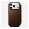 Custodia folio in pelle per smartphone Nomad Modern Leather Folio per iPhone 17 Pro – marrone, per 6,3 pollici (16 cm), 4 scomparti per carte