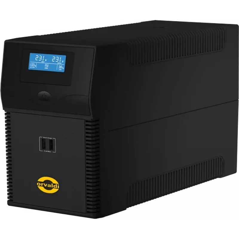 Gruppo di continuità ORVALDI ID2K0CH line-interactive 2 kVA / 1200 W, 24 V, batterie 9 Ah, LCD, USB, compatto nero