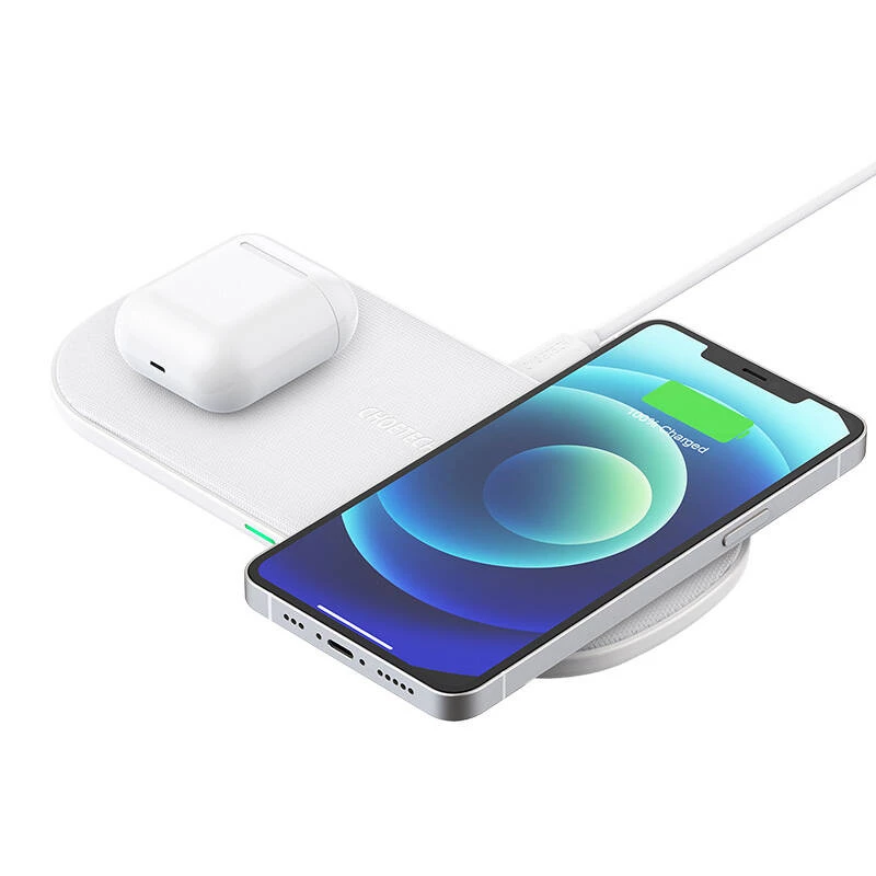 Caricabatterie wireless CHOETECH T535-SB Fast Dual 18W – pad di ricarica Qi dual-device