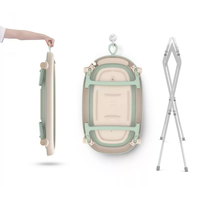 Vasca da bagno per neonati neno LUCY STAND pieghevole con supporto, rettangolare, 1 ripiano, portata max 30 kg, bianco