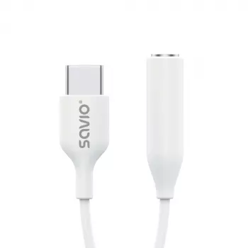 Adattatore audio USB Type 3.1 C (M) – Jack 3,5mm (F) bianco SAVIO AK-52