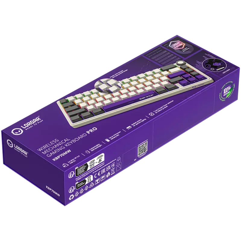 Tastiera da gaming meccanica wireless LORGAR KBP70MW layout 65% beige