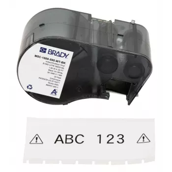 Brady, M5C-1500-595-WT-BK, vinile, nero su bianco, 38,10 mm x 7,62 m, permanente, continuo (170944)