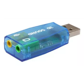 Scheda audio esterna USB Gembird Virtus2 — interfaccia USB, cuffie 3,5 mm, blu trasparente