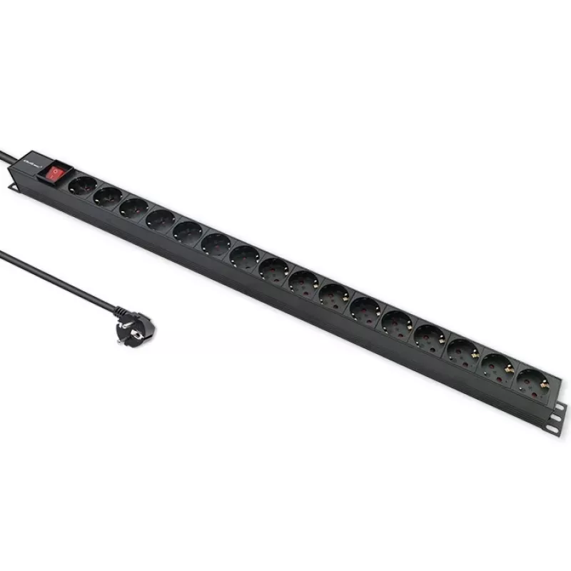 Qoltec PDU in alluminio per RACK | 16A | 16 x Schuko | verticale | 1,8 m