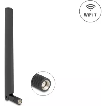 Antenna di rete omnidirezionale DELOCK 81452 RP-SMA, 4,4 dBi, 2,4–7,125 GHz, 169,7 mm