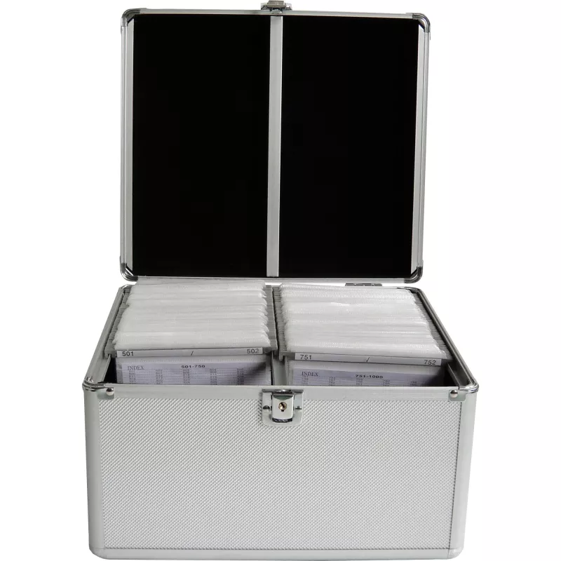 MEDIARANGE BOX76 - scatola per conservazione - 300 dischi - argento - pile - plastica - legno - 120 mm - alluminio
