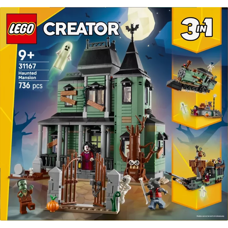 Giocattolo da costruzione LEGO Creator 3-in-1 casa infestata modello 31167 – 736 pezzi, 3 modelli, 5 minifigure