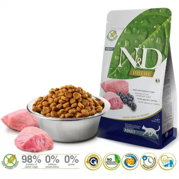 FARMINA N&D Prime Agnello e Mirtillo - Crocchette per gatti - 1,5 kg