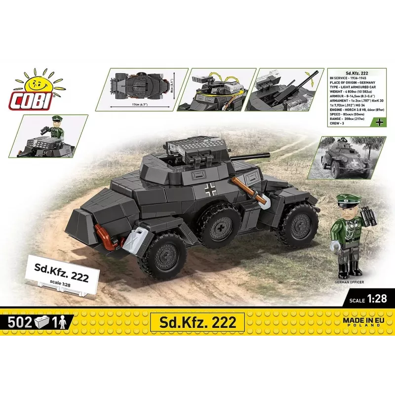 Cobi Blocks Sd.Kfz 222 kit di montaggio COBI-2657 — 502 mattoncini