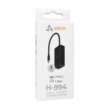 Adattatore di rete Gigabit USB-C SBOX H-994, Ethernet 1000 Mbit/s, USB-C a RJ45
