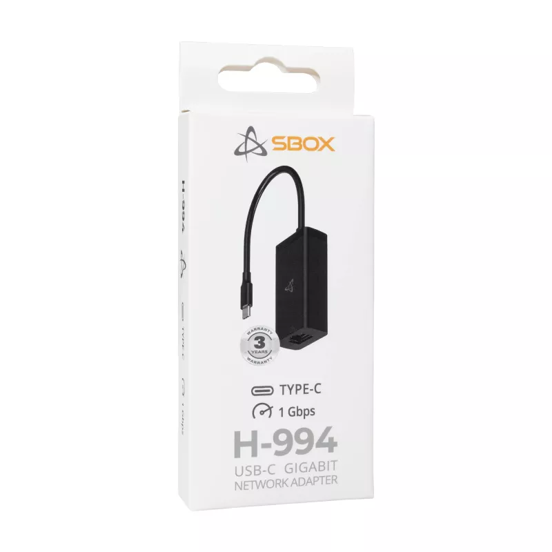 Adattatore di rete Gigabit USB-C SBOX H-994, Ethernet 1000 Mbit/s, USB-C a RJ45