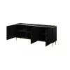 GLAMOUR Cassettiera 180x40x75,5 cm, nero opaco + oro
