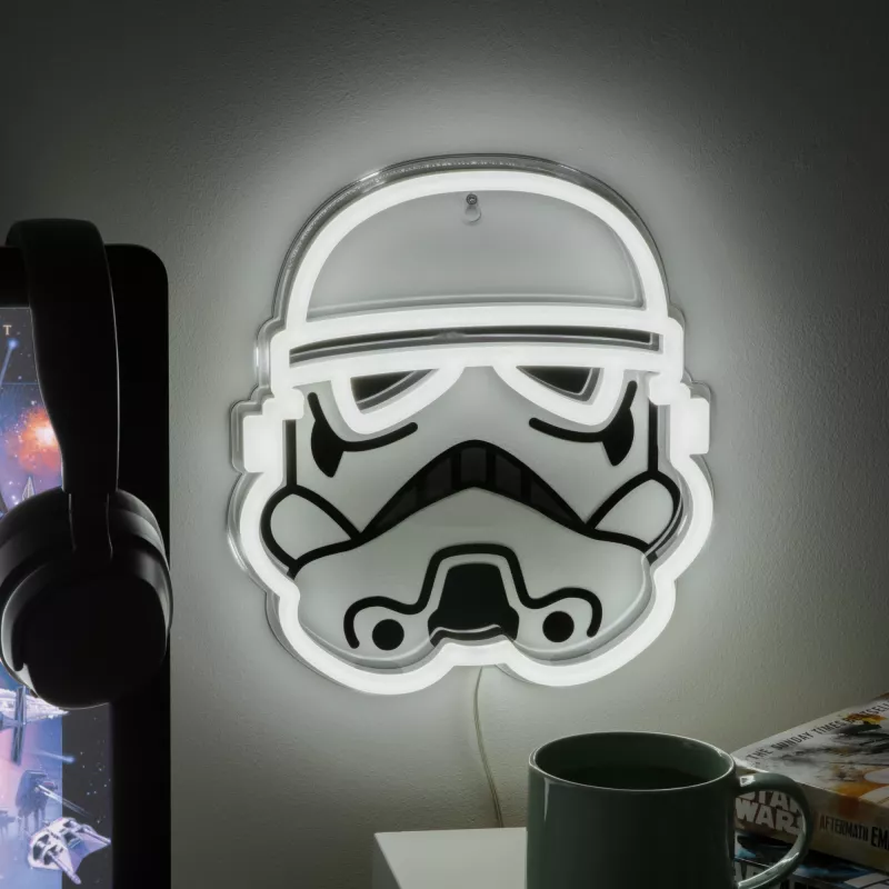 Luce neon LED da parete Paladone Stormtrooper modello PP14595SWVN, illuminazione decorativa Star Wars