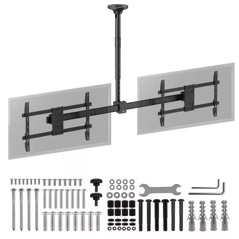 Supporto da soffitto MACLEAN MC-111 B per due televisori, carico max. 2×40 kg, VESA max. 600×400