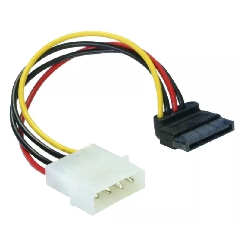 DeLOCK 60101 cavo di alimentazione, connettore maschio a 4 pin a connettore di alimentazione SATA a 15 pin, angolato a 90°, per HDD SATA, 10 cm