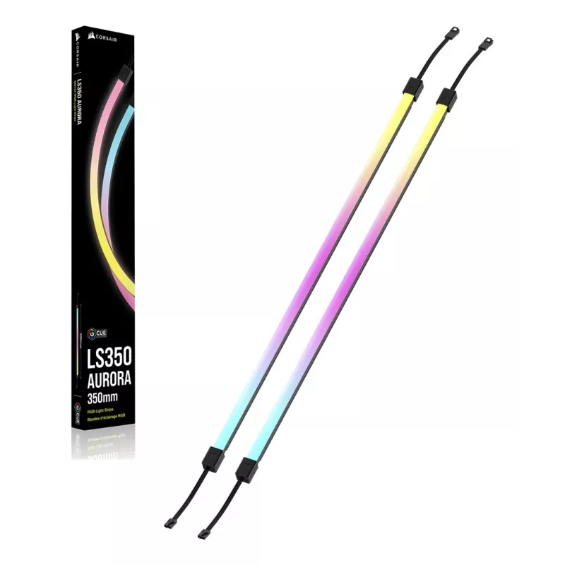 Striscia LED CORSAIR LS350 Aurora, illuminazione multicolore, lunghezza 350 mm, larghezza 10 mm, 2 pezzi