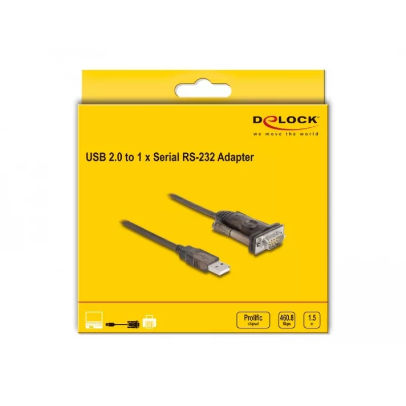 Adattatore USB 2.0 Type-A a seriale RS-232 D-Sub 9 poli connettore maschio DeLOCK 62646