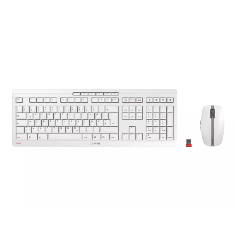 CHERRY Stream Desktop tastiera mouse inclusi ufficio RF wireless QWERTZ tedesca bianco