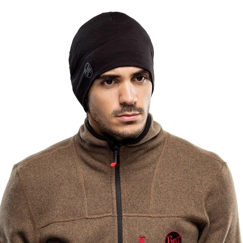 BUFF MERINO LIGHTWEIGHT BEANIE SOLID nero taglia unica cappello standard
