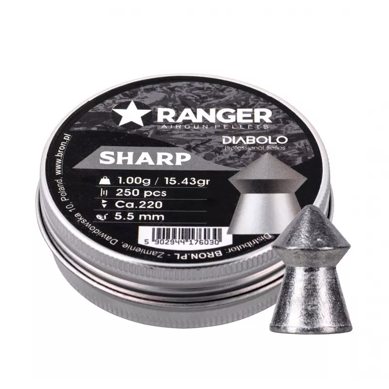Diabolo RANGER PRORO 5,5 mm, forma Diabolo, argento, 250 pezzi, dispenser in alluminio