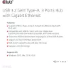 Hub USB CLUB3D USB 3.2 Gen1 Type-A con 3 porte e Gigabit Ethernet
