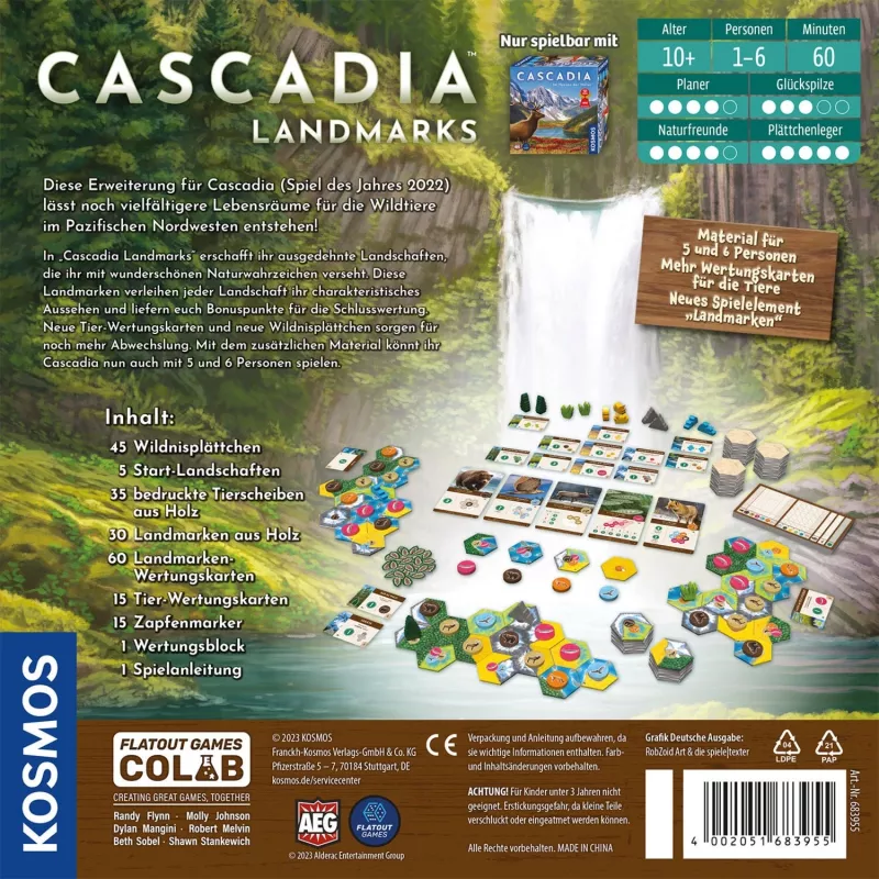 Kosmos Cascadia Landmarks 60 min gioco da tavolo famiglia