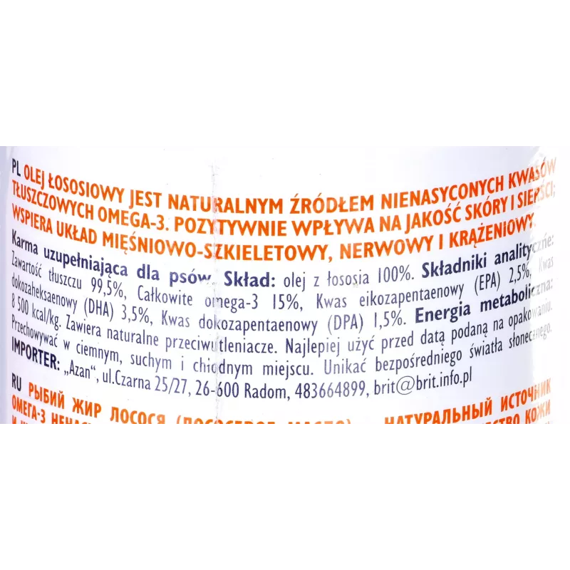 Olio integratore alimentare Brit Care BRIT 1000 ml – integratore per pelle e pelo per cani e gatti, flacone da 1 L