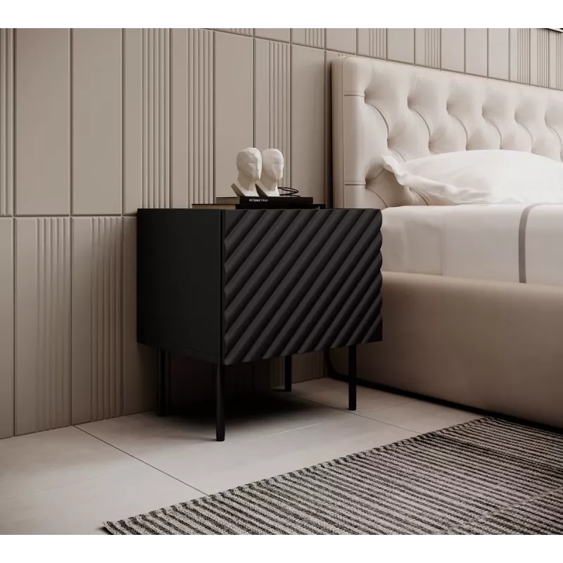 Comodino Cama ONDA 50x40x54 cm nero MDF/truciolare set da 2
