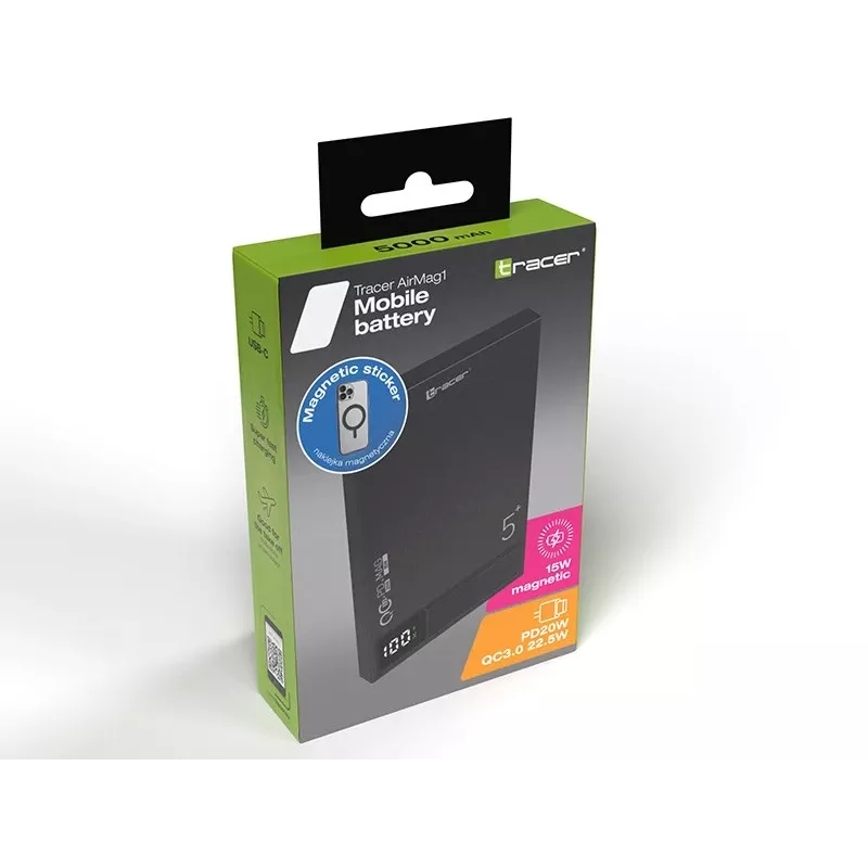 Tracer AirMag1 Litio Polimero (LiPo) 5000 mAh ricarica wireless nero