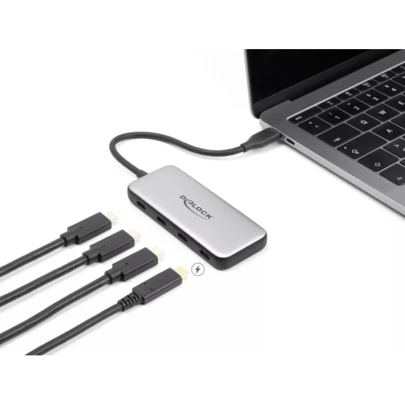 DeLOCK 64261 hub USB 3.2 Gen 1 Type-C 10000 Mbit/s nero grigio