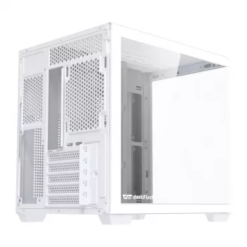 Case per computer DarkFlash B275 (bianco) compatibile Mid-Tower ATX, I/O frontale, vetro temperato