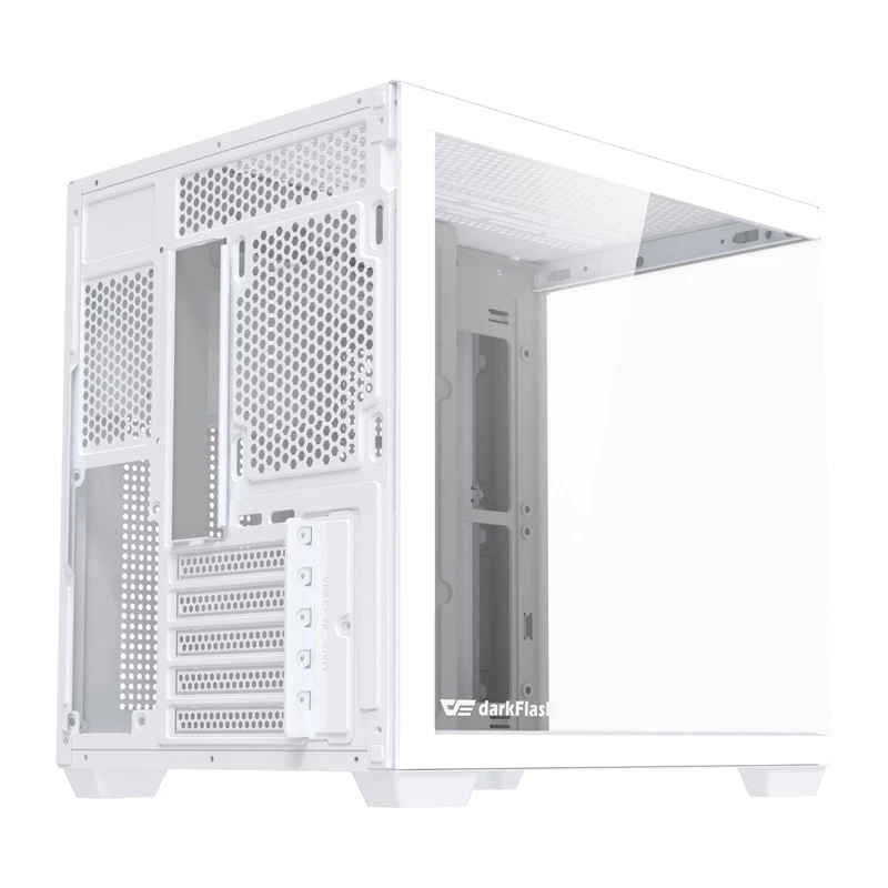 Case per computer DarkFlash B275 (bianco) compatibile Mid-Tower ATX, I/O frontale, vetro temperato