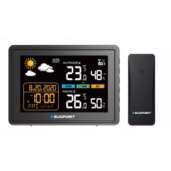 Stazione meteorologica BLAUPUNKT WS30BK con sensore esterno wireless, LCD a colori, orologio, allarme, barometro, °C, 1 sensore