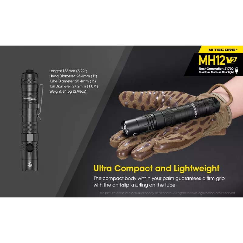Torcia portatile Nitecore MH12 V2 nera