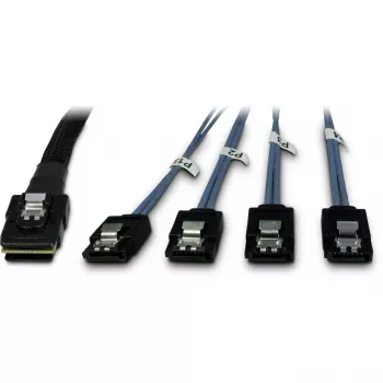 Cavo SFF-8087 > 4x S-ATA incrociato nero 1 metro parzialmente rivestito