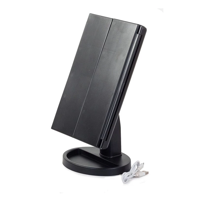 Extralink specchio da trucco, ingrandente, nero, pieghevole, retroilluminato, con base