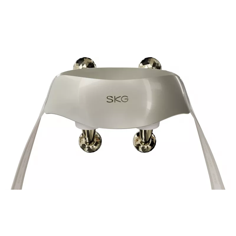 SKG H7 Ultra-E – testine massaggianti dorate, massaggio combinato, massaggio a compressione, massaggio impastante, massaggio vibrante, collo, spalle, oro, plastica, pulsanti, batteria