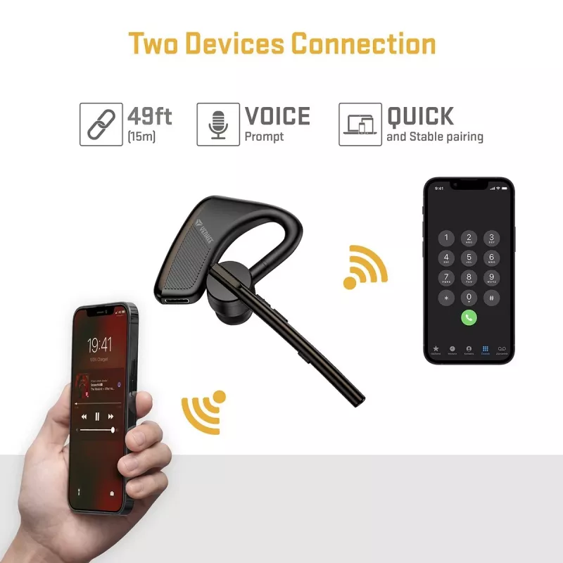 Auricolari con filo/Bluetooth YENKEE YHF F20BK – cuffie con microfono in linea per chiamate e audio
