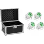 Set proiettori PAR LED EUROLITE Silent PAR 6 QCL Floor – 4 unità con flightcase