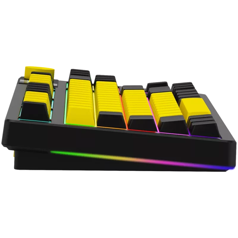 LORGAR KBP70TKLW, tastiera gaming meccanica TKL wireless Pro, nero/giallo, layout EN