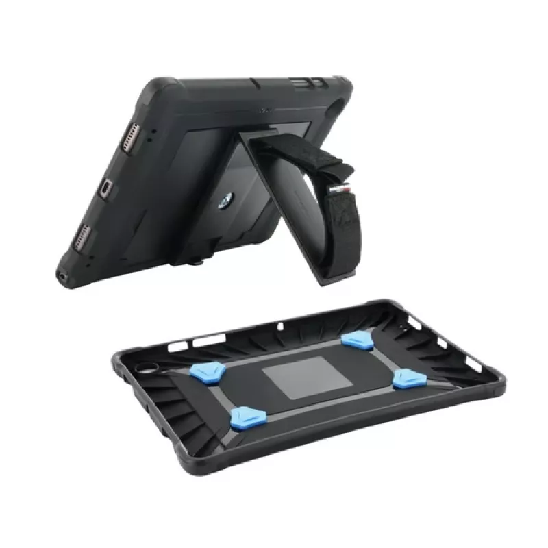 Mobilis PROTECH - cover posteriore per tablet - con supporto e cinturino, rinforzata - nero - per Apple iPad 10,9