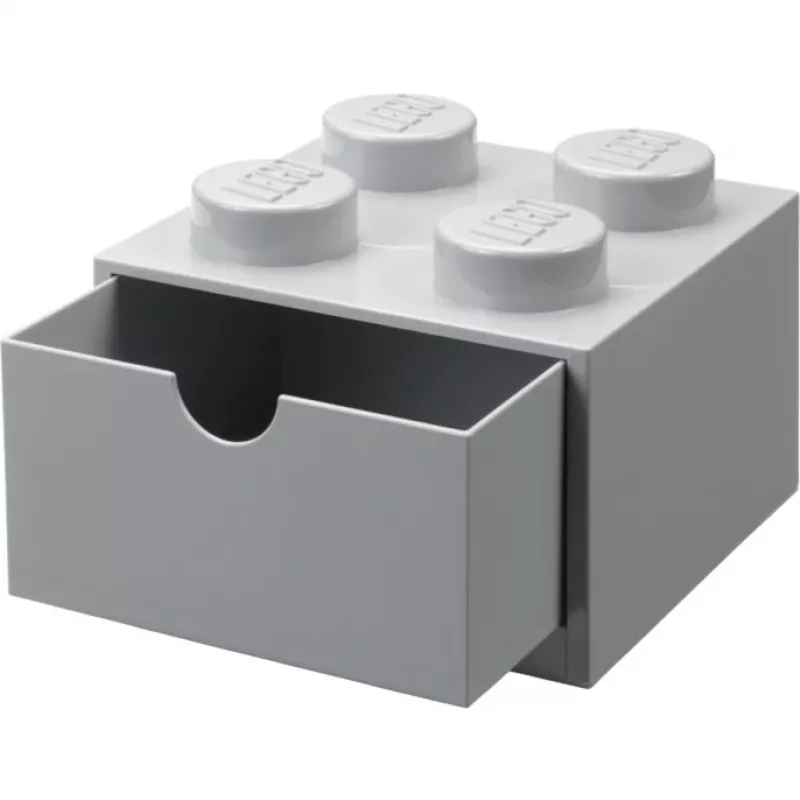 Cassetto da scrivania LEGO 4, scatola contenitore grigia, con stud