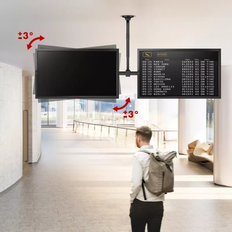 Supporto da soffitto MACLEAN MC-111 B per due televisori, carico max. 2×40 kg, VESA max. 600×400